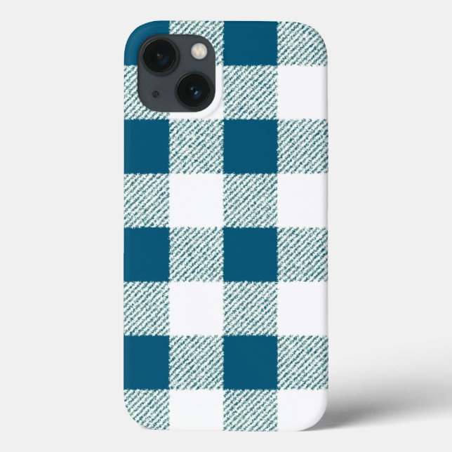 Blueish Green Gingham Check Pattern Case-Mate iPhone Case (Back)