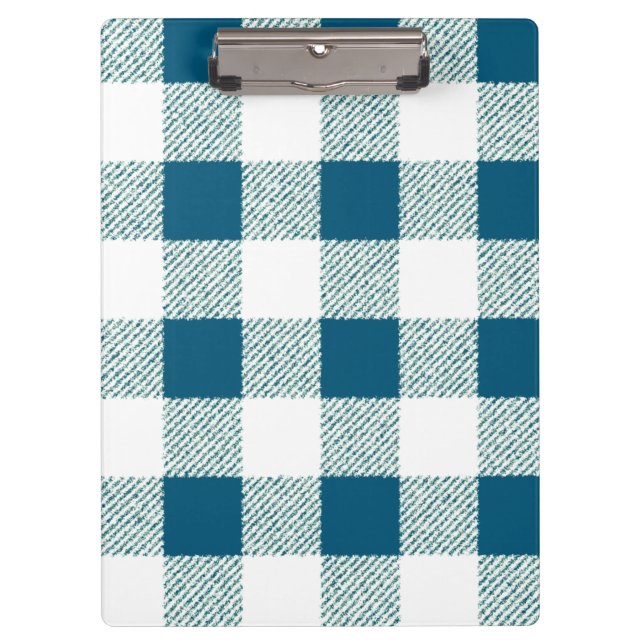 Blueish Green Gingham Check Pattern Clipboard (Front)