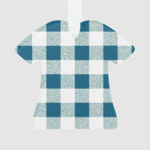 Blueish Green Gingham Check Pattern Ornament
