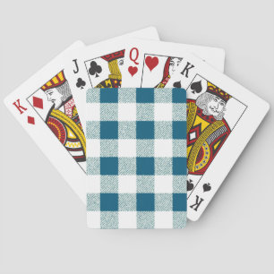 Blueish Green Gingham Check Pattern Playing Cards