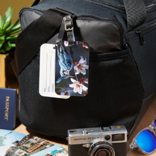 Bluejay and Flowers Luggage Tag