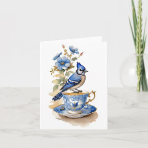 Bluejay on a Teacup All Ocassions Card