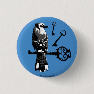 Bluejay w/ Keys 3 Cm Round Badge