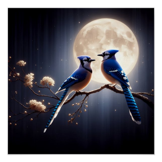 Bluejay Whisper – Tranquil Forest Songbird Art Poster (Front)