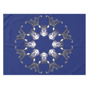 Bluenoser Blue  Reindeer deer snowflake tablecloth