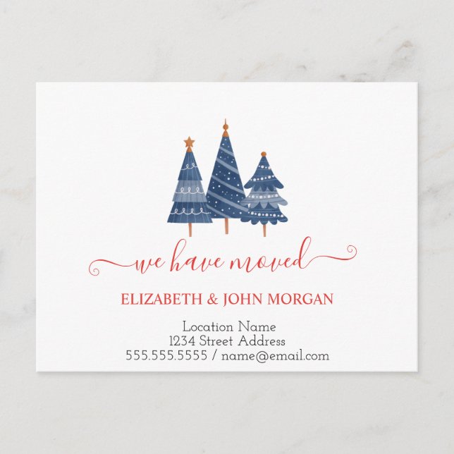 BluePine Trees We Have Moved Announcement Postcard (Front)