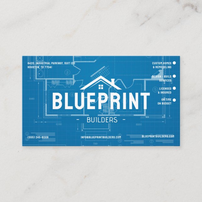 Blueprint Contractor Builder Business Card (Front)