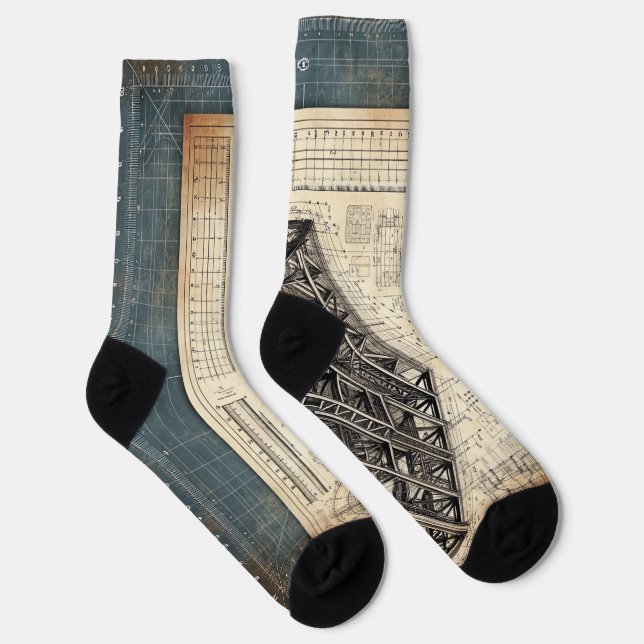 Blueprint Design- Architect's Decor Socks (Right)