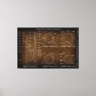 Blueprint First U.S. ICBM Nuclear Missile c. 1962 Canvas Print