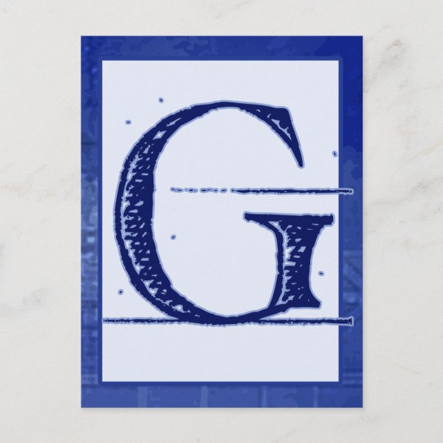 Blueprint Letter "G" Typography Banner Card (Front)