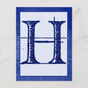 Blueprint Letter "H" Typography Banner Card