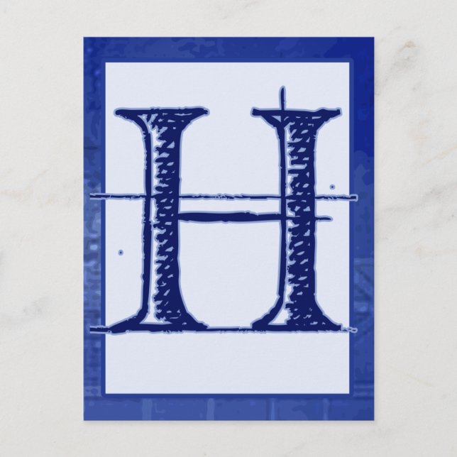 Blueprint Letter "H" Typography Banner Card (Front)