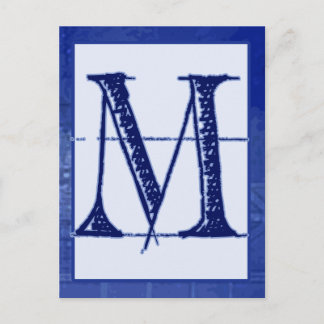 Blueprint Letter "M" Typography Banner Card