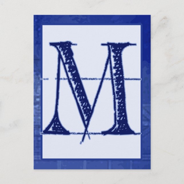 Blueprint Letter "M" Typography Banner Card (Front)