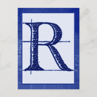 Blueprint Letter "R" Typography Banner Card
