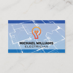 Blueprint   Light Bulb Electrical Plug Icon Business Card