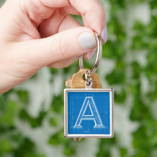 Blueprint Monogram Letter A Key Ring (Hand)