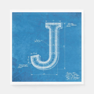 Blueprint Monogram Letter J Napkin