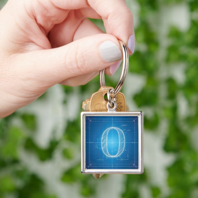 Blueprint Monogram Letter O Key Ring (Hand)