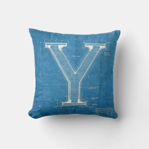 Blueprint Monogram Letter Y Cushion