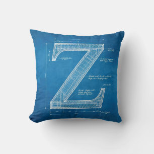 Blueprint Monogram Letter Z Cushion