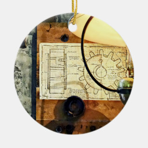Blueprint Of Gear Ceramic Tree Decoration