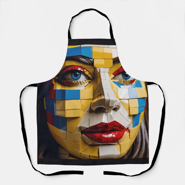 "Blueprint of Humanity" – A Cubist Portrait Apron (Front)