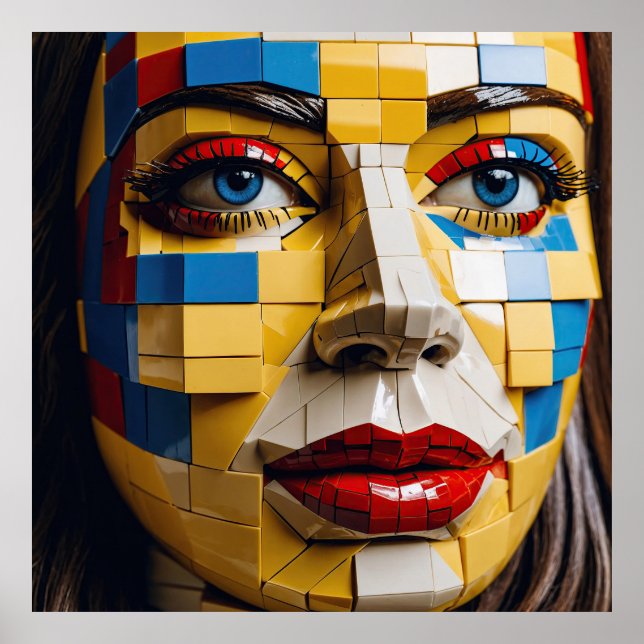 "Blueprint of Humanity" – A Cubist Portrait Poster (Front)