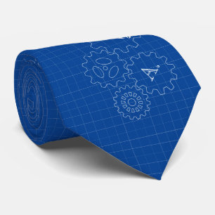 Blueprint Style Engineer Monograms Tie