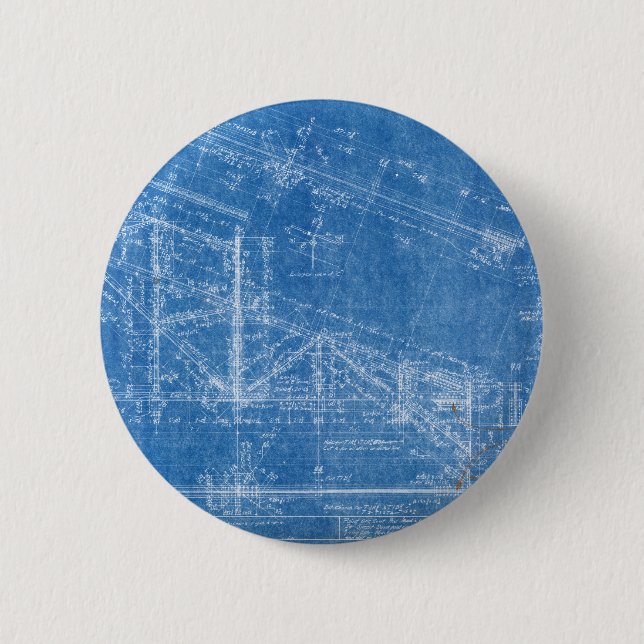blueprint texture pattern architecture building bl 6 cm round badge (Front)