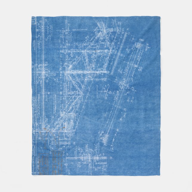 blueprint texture pattern architecture building bl fleece blanket (Front)