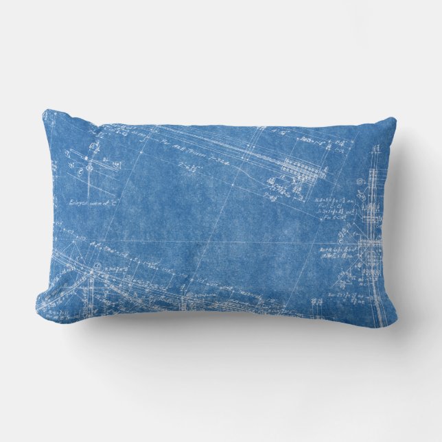 blueprint texture pattern architecture building bl lumbar cushion (Front)