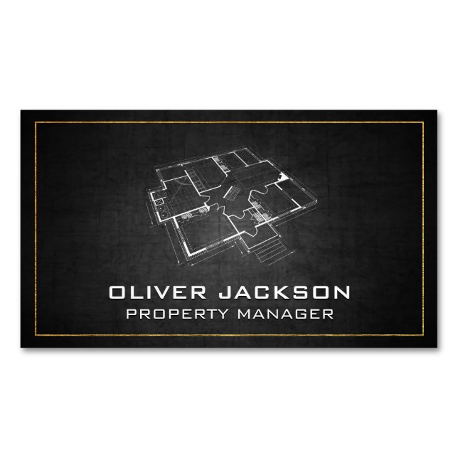 Blueprint Top View Magnetic Business Card (Front)