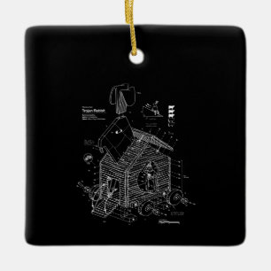 Blueprint Trojan Horse Rabbit Funny Ceramic Ornament