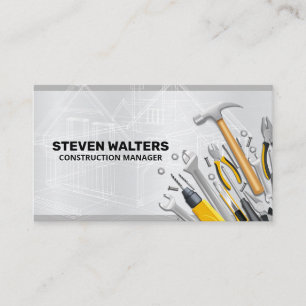 Blueprints   Construction Carpentry Tool Set Business Card