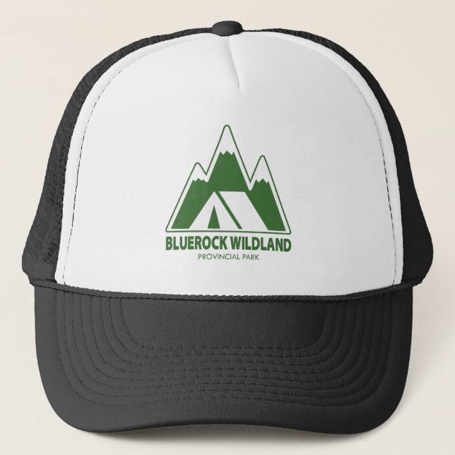 Bluerock Wildland Provincial Park Mountain Camping Trucker Hat (Front)