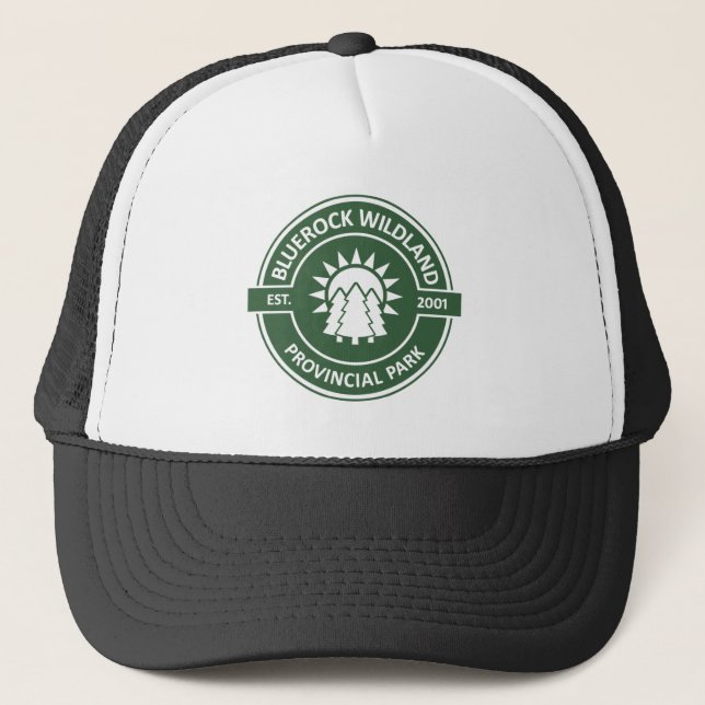 Bluerock Wildland Provincial Park Sun Trees Trucker Hat (Front)