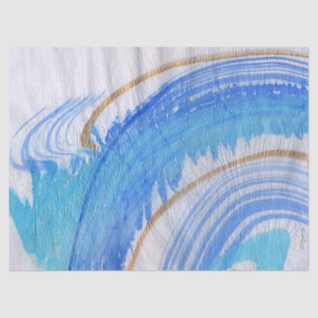 Blues 016 Abstract Watercolor Painted Tissue Paper (Front)