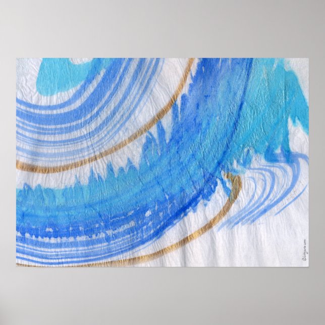 Blues 016 Abstract Watercolor Textured Paper Poster (Front)