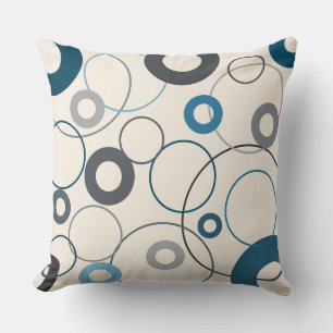 Blues and grays Circles Cushion