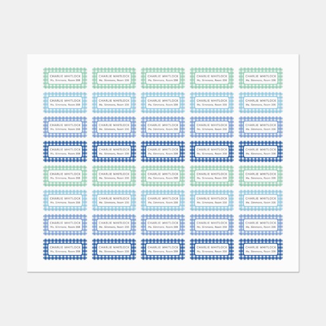 Blues and Greens Gingham Plaid Primary School (Sheet)