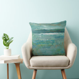 Blues And Teals Abstract Abstract Beach Coastal Th Cushion
