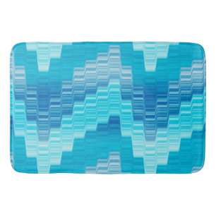blues and white geometric Bath Mat