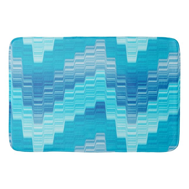 blues and white geometric Bath Mat (Front)