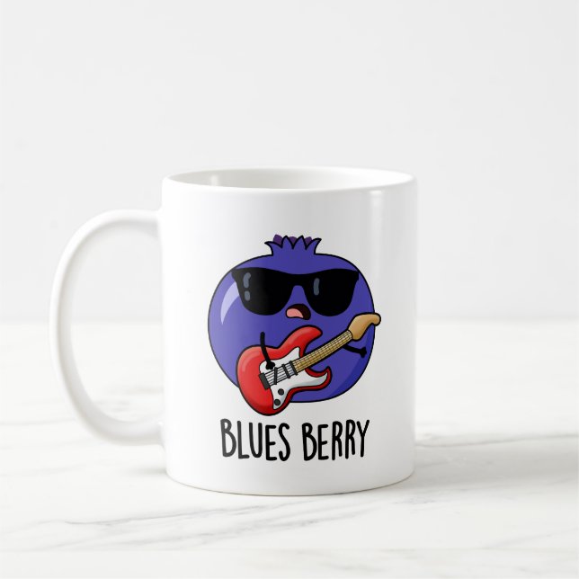 Blues Berry Funny Fruit Pun  Coffee Mug (Left)