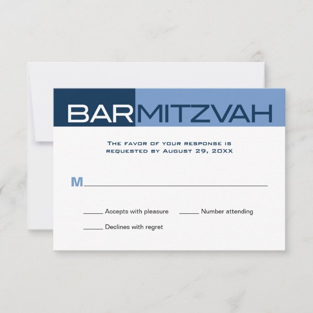 Blues Block Bar Mitzvah Reply RSVP (Front)
