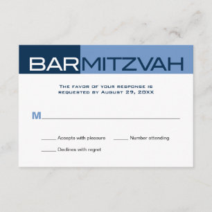 Blues Block Bar Mitzvah Reply RSVP Card