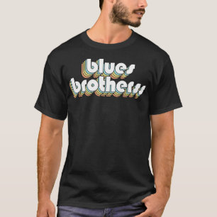 Blues Brothers Retro Rainbow Typography Faded Styl T-Shirt