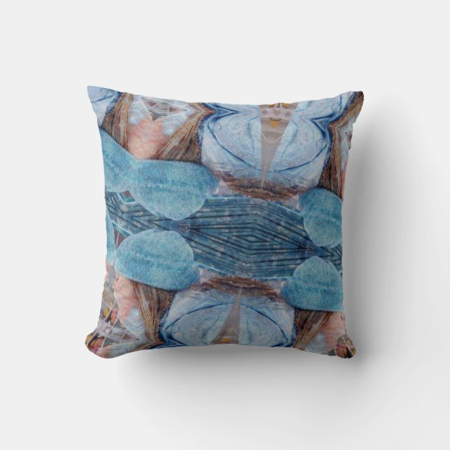Blues Browns Digital Abstract Art Cushion (Front)