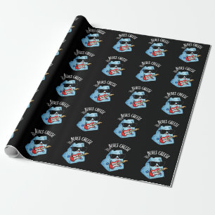 Blues Cheese Funny Food Pun Dark BG Wrapping Paper